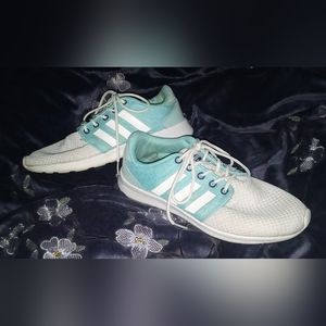 Women's Adidas Light Blue and White Cloudfoam Sneakers Size 7